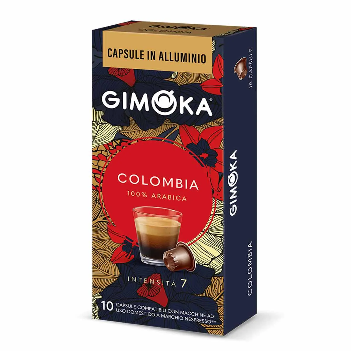 Gimoka - İtaly: Nespresso uyumlu ALUMINYUM kapsül kahve - COLOMBIA (Yoğunluk 7 - 100% Arabica)