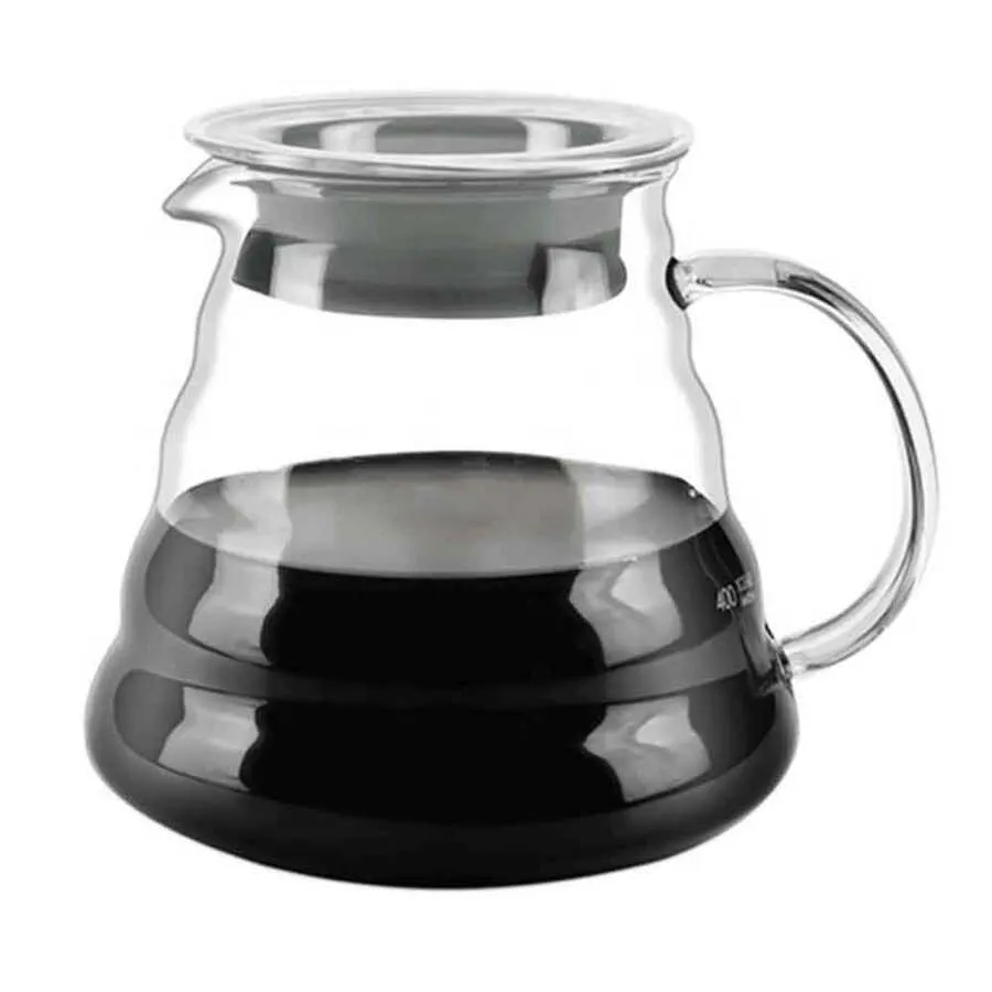Cam Kahve Sürahisi 600 ml. V60 ile kullanıma uygun. Pratik Ölçü göstergeli.