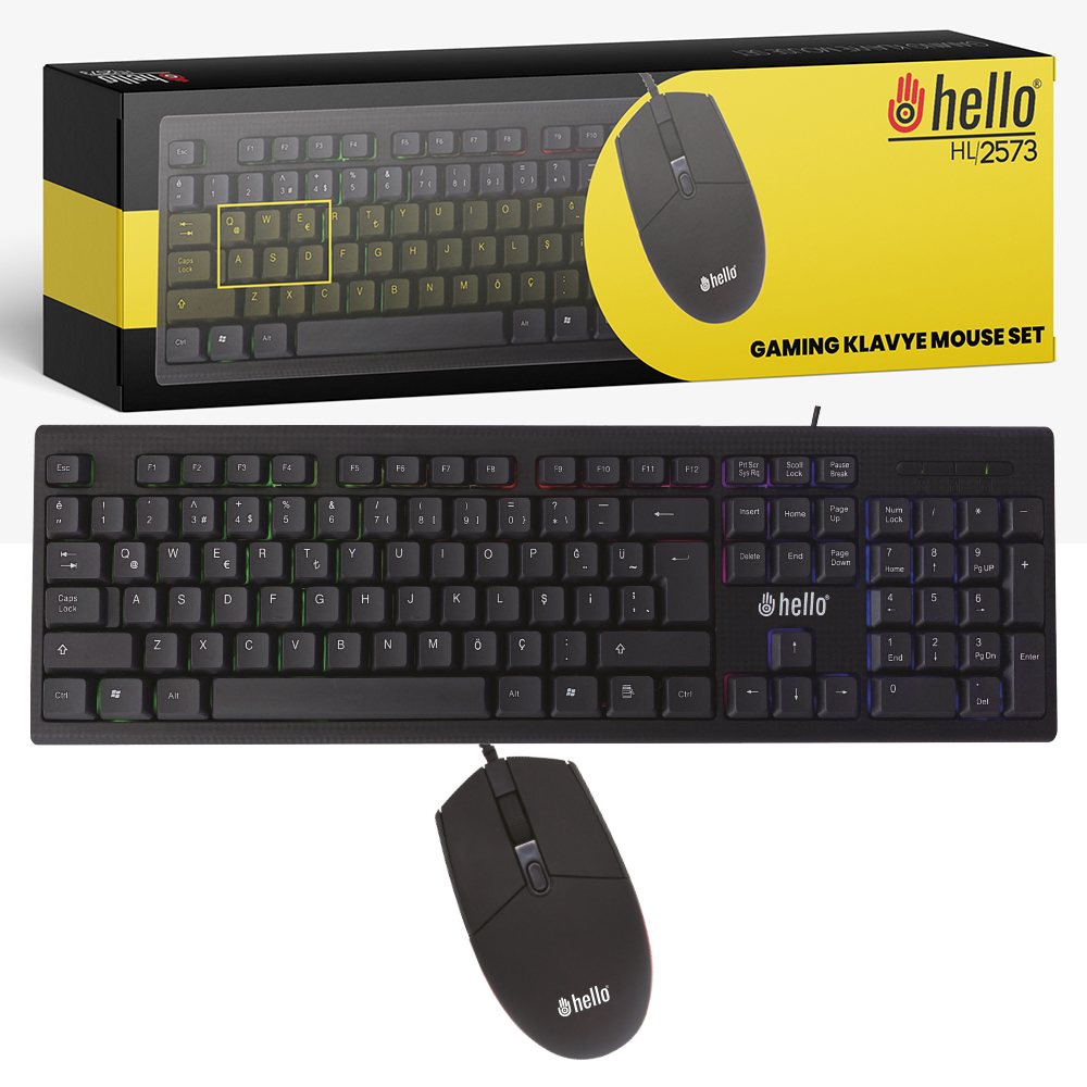 Powermaster Hello HL-2573 Wired RGB Gaming Keyboard and Mouse Set