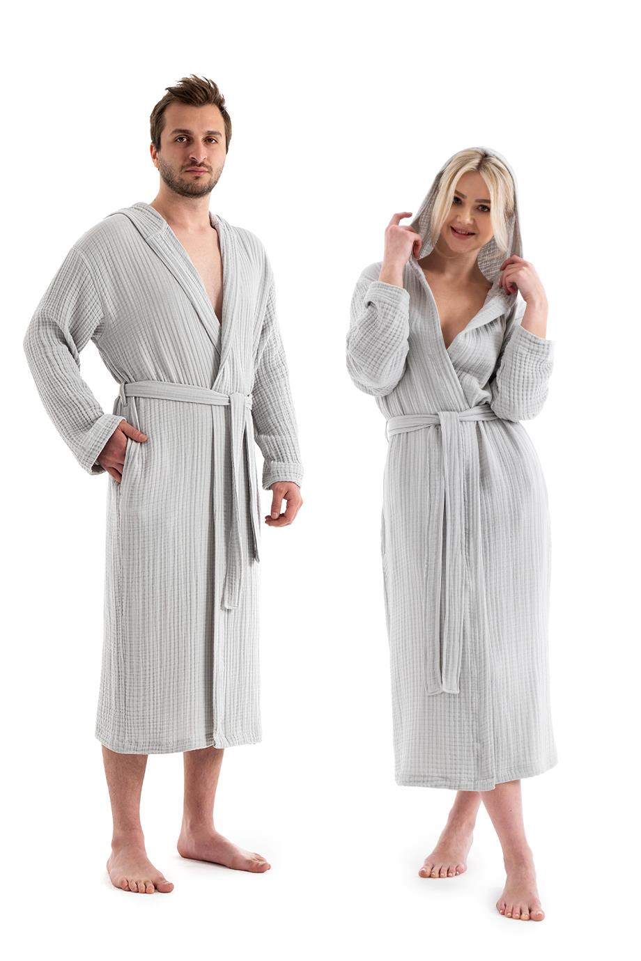 Unisex Kapşonlu 4 Kat Müslin Bornoz