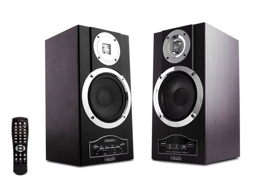 Mikado MD-70BL — акустическая система 2.0, чёрный/коричневый, USB, SD и FM