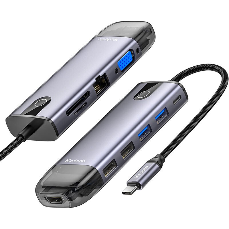 McDodo HU-7420 10 in 1 Type-c Gigabit LAN + HDMI + Macbook + VGA Çoklayıcı Adaptör