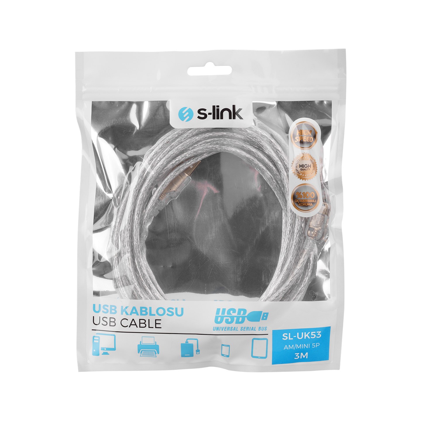 S-Link SL-UK2 0.2m USB AM/MINI5P Cable