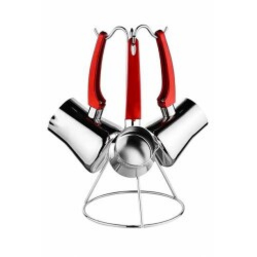 Lines S.1463 3-Piece Steel Turkish Coffee Pot Set