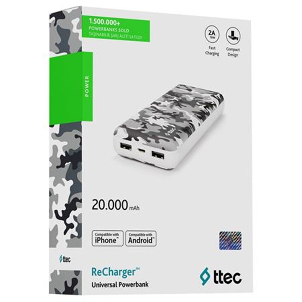 TTEC 2BB157BK ReCharger 20.000mAh Чёрный внешний аккумулятор