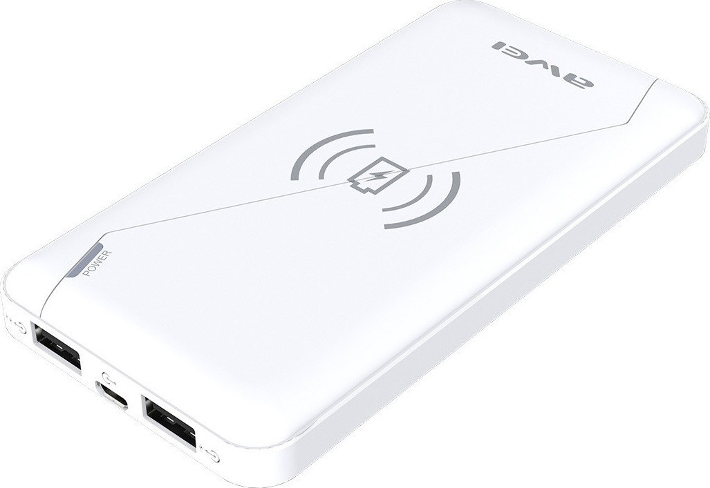 AWEI P59K 10000mAh Внешний аккумулятор с беспроводной зарядкой, белый