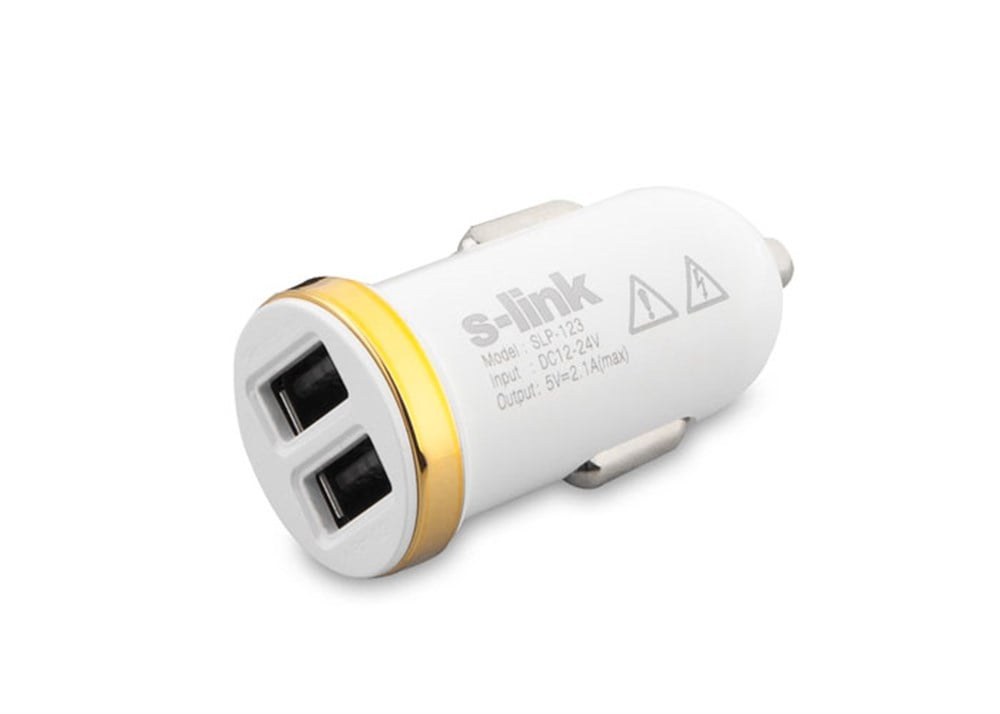 S-Link SLP-123 Pro автомобильное зарядное устройство, 2 USB, белое