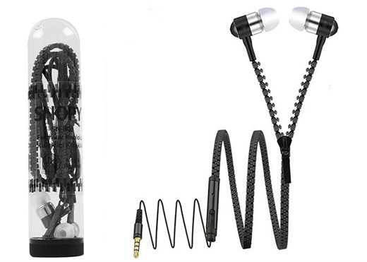 Snopy SN-808 Black Wired In-Ear Headset with Zipper Cable
