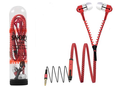 Snopy SN-808 Red Zipper Cable In-Ear Headset