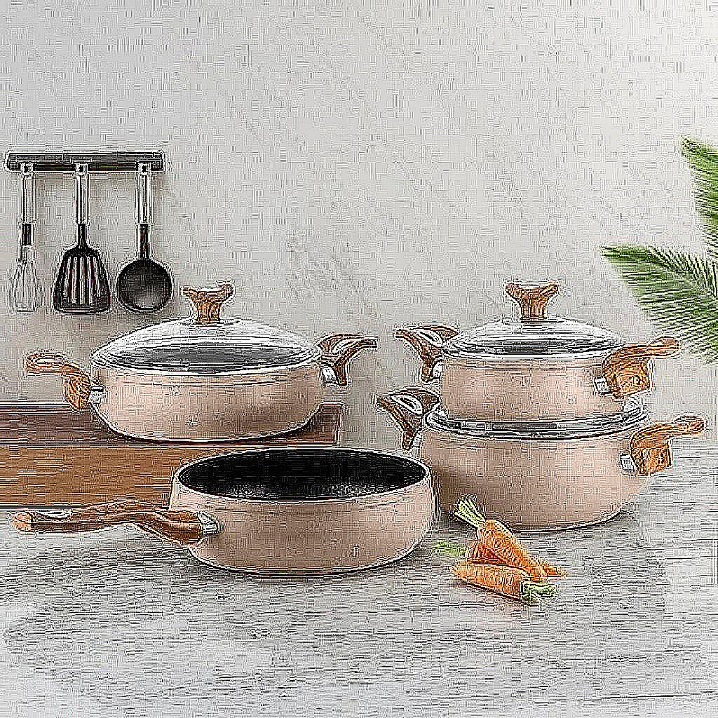 YONCA 7 PARCA GRANIT GUVEC SET AHSAP