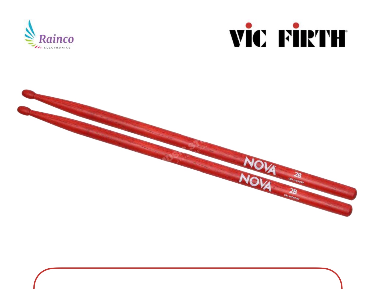 Vic Firth Nova 2B Drumsticks 16.25” Red
