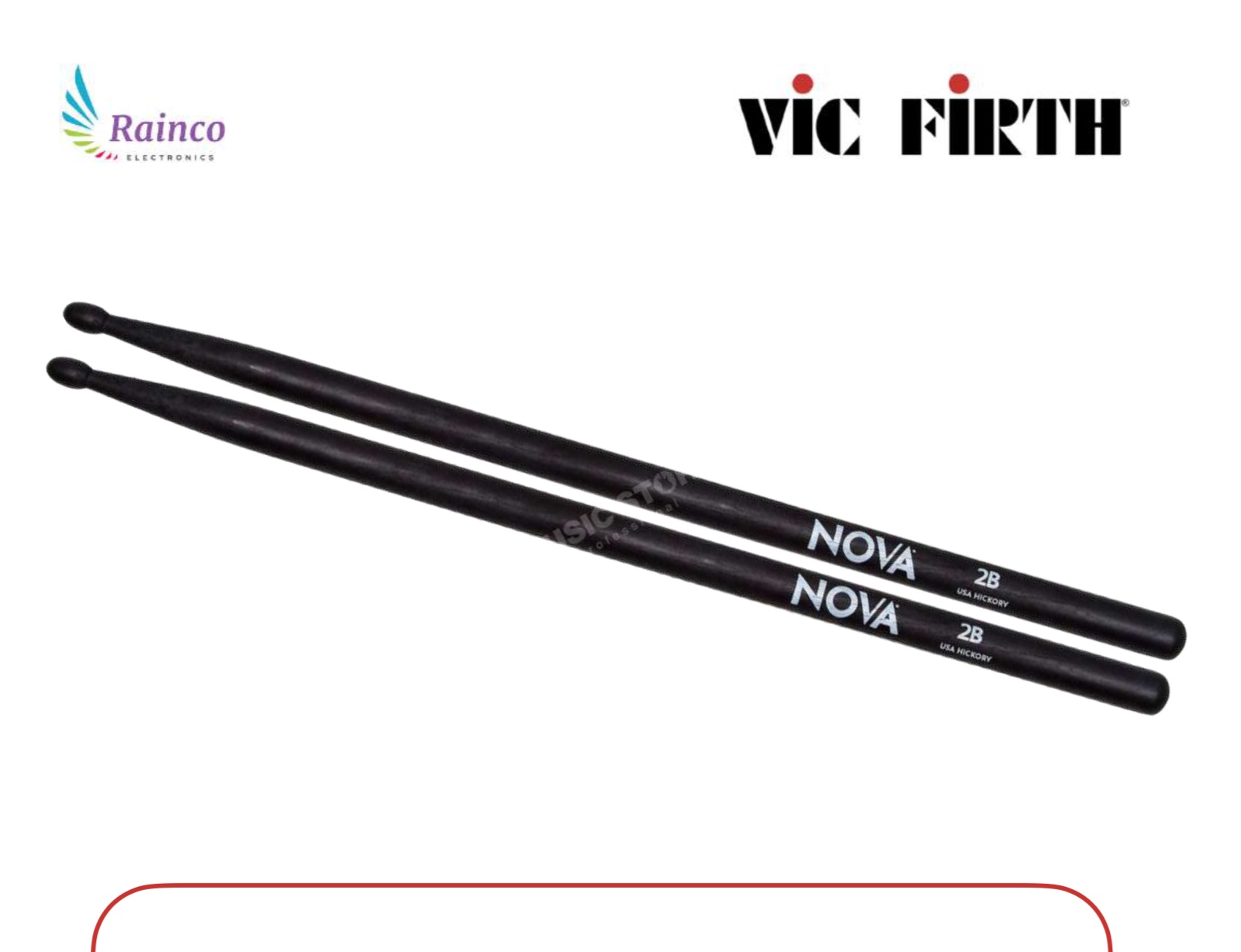 Vic Firth Nova 2B Drumsticks, 16.25-Inch, Black
