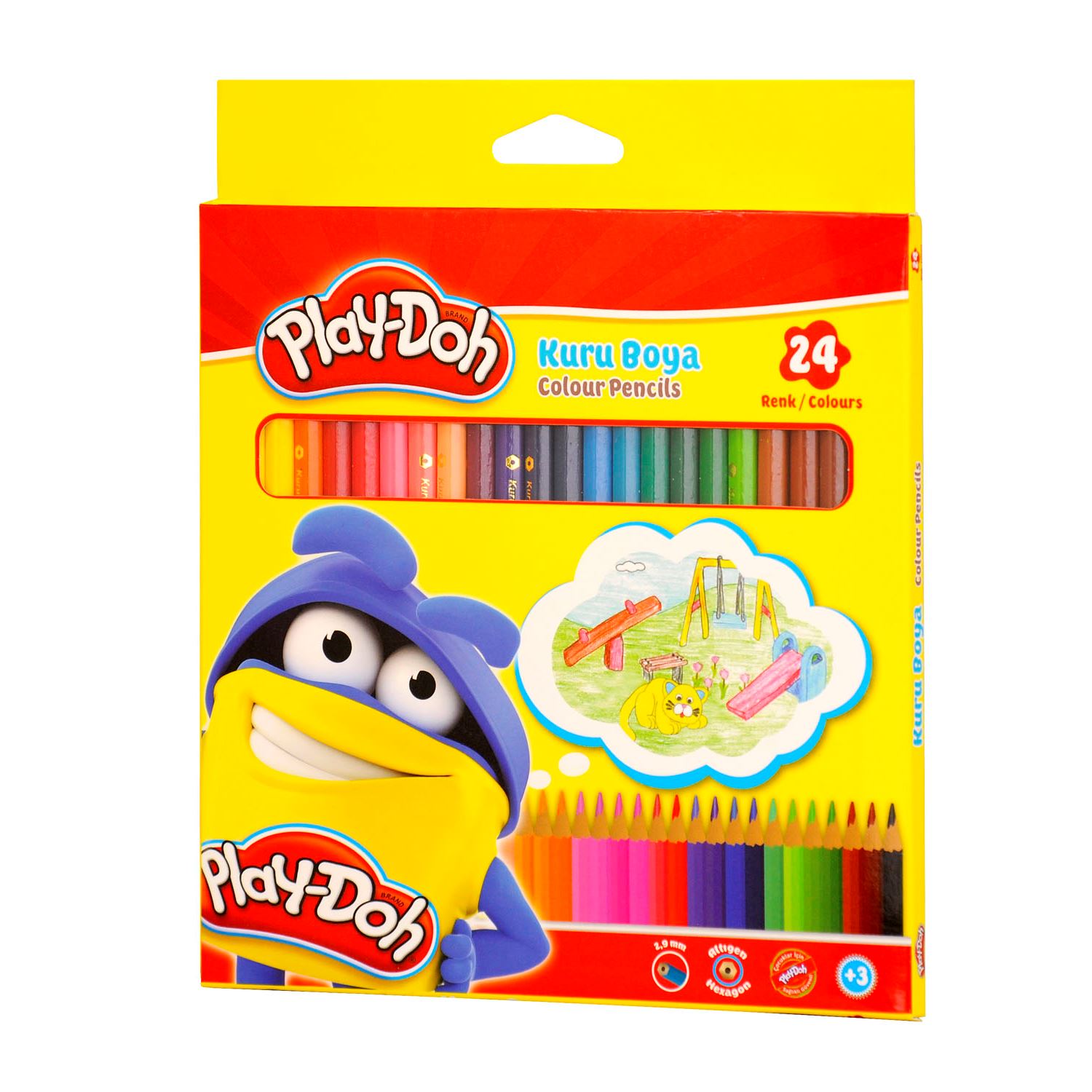 Play-Doh Full-Size Coloured Pencils, 24 Colours