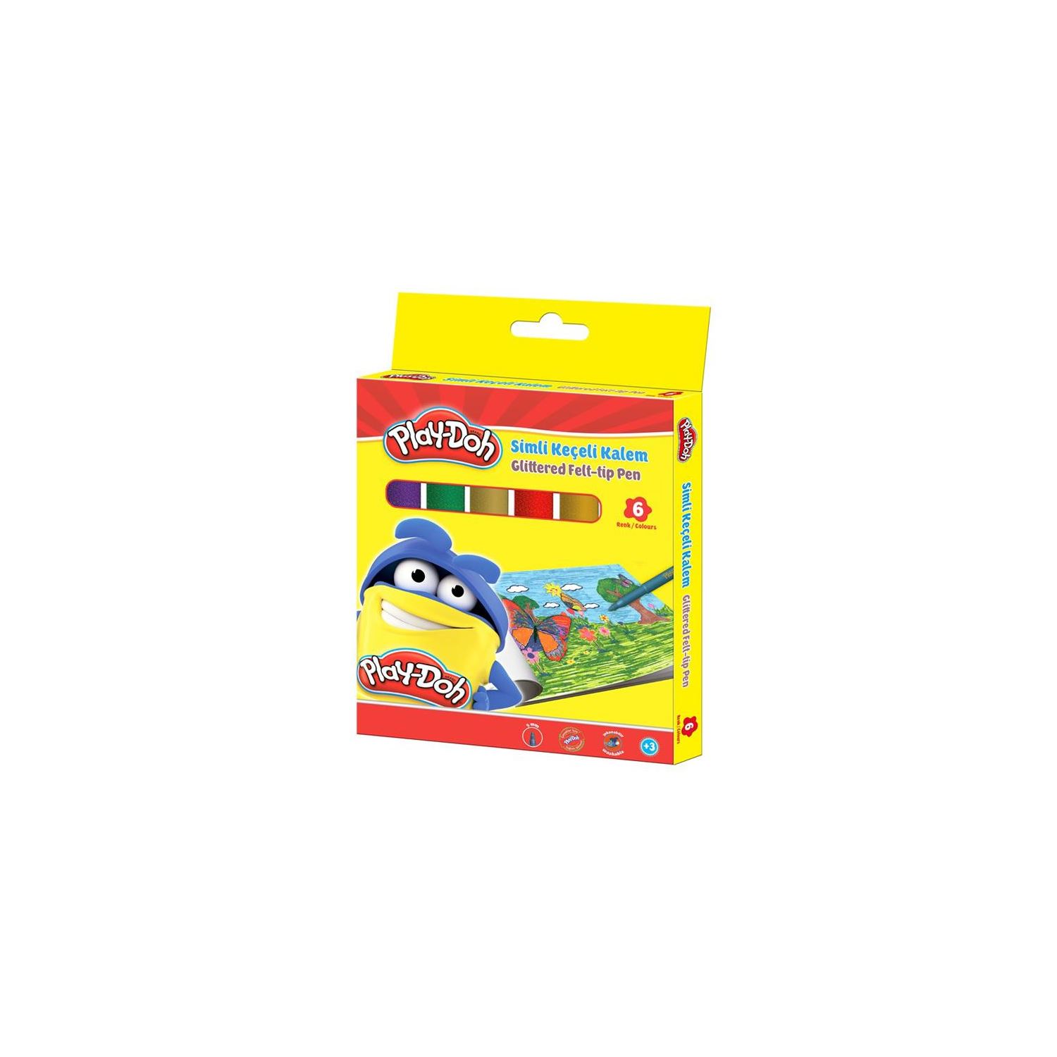 Play-Doh Glitter Felt-Tip Pens, 6 Colours