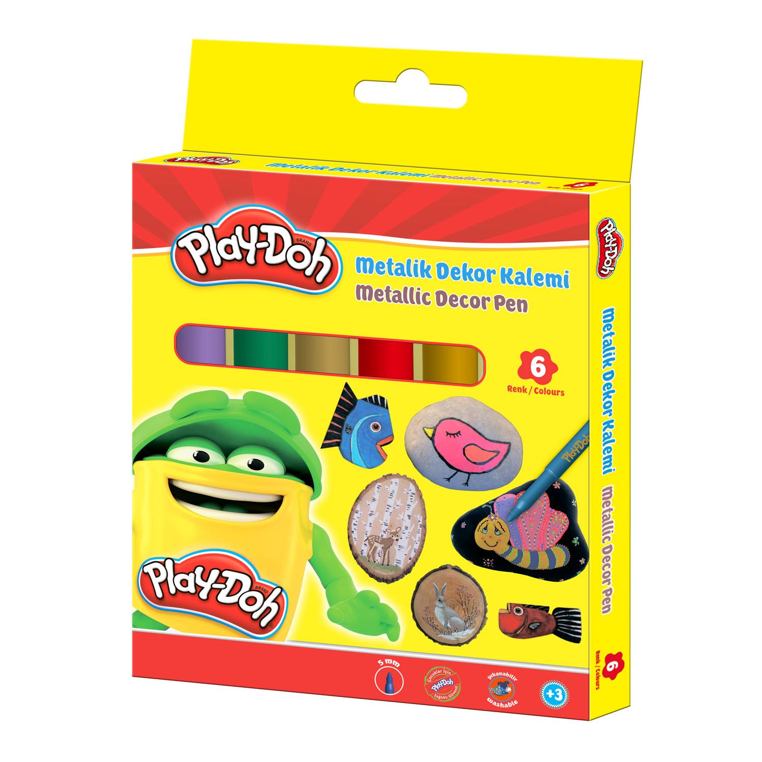 Play-Doh Metallic Felt-Tip Pen Set, 6 Colours