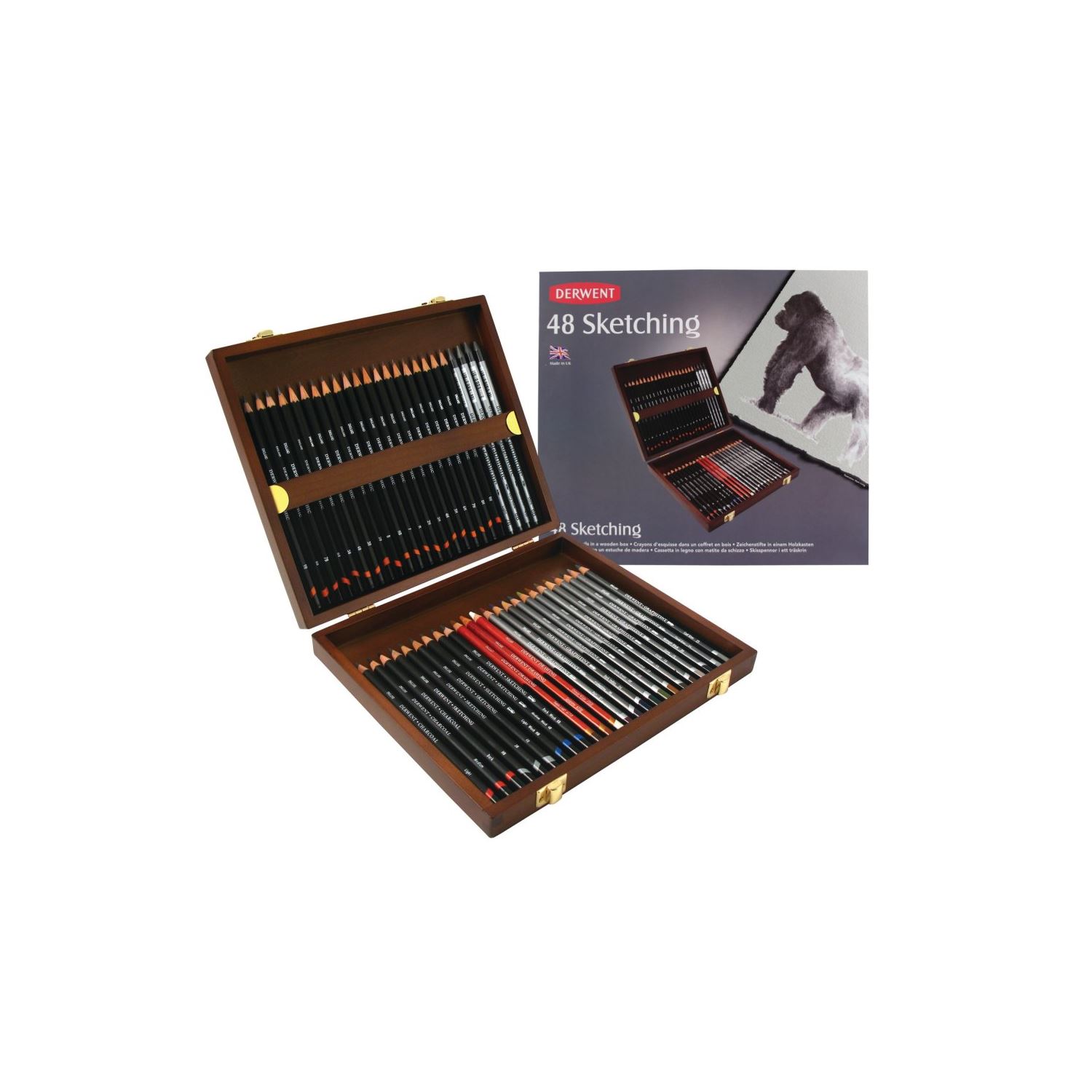 Derwent Sketching Çizim Kalemleri Ahşap Set 48 Kalem