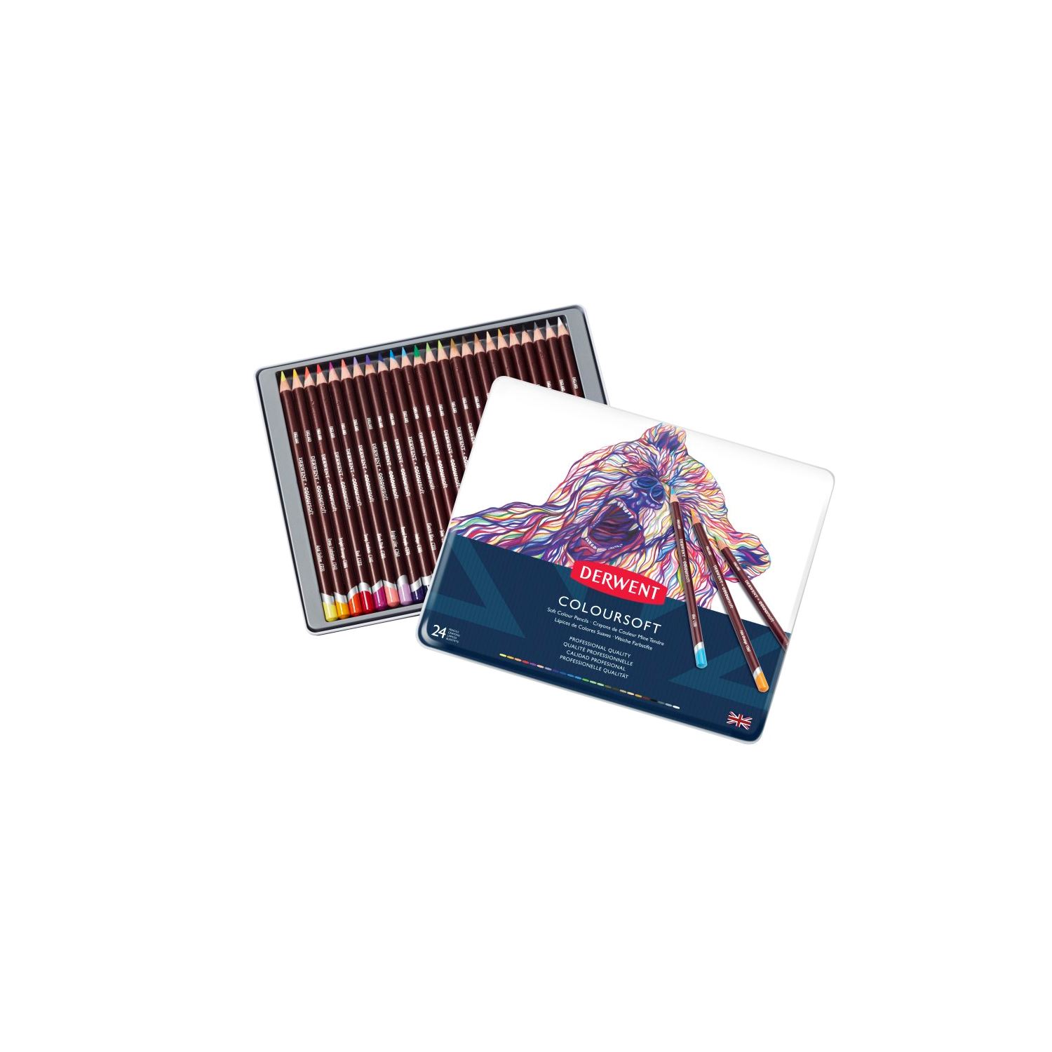 Derwent Coloursoft Kuru Boya Kalem Seti 24 Renk