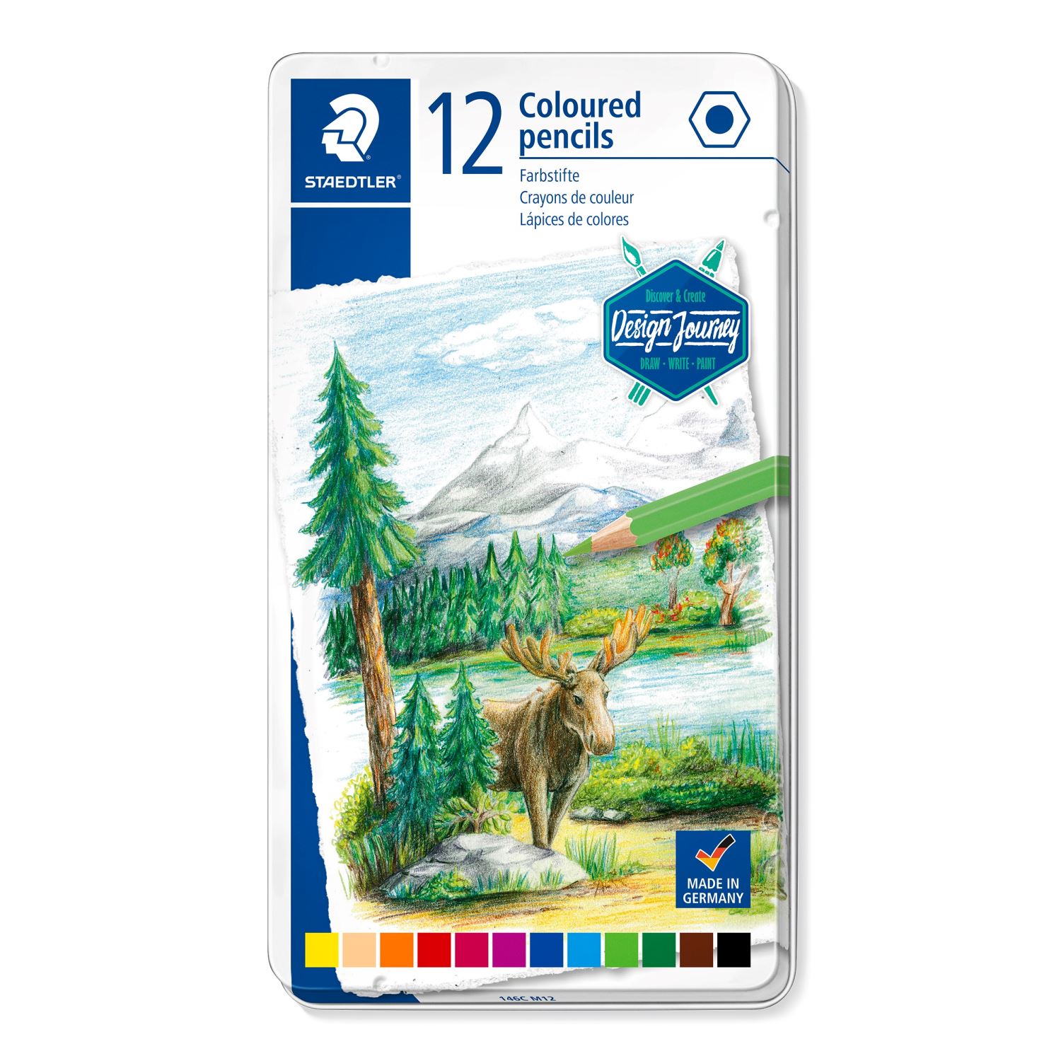 Staedtler 12 Coloured Pencils in Metal Tin