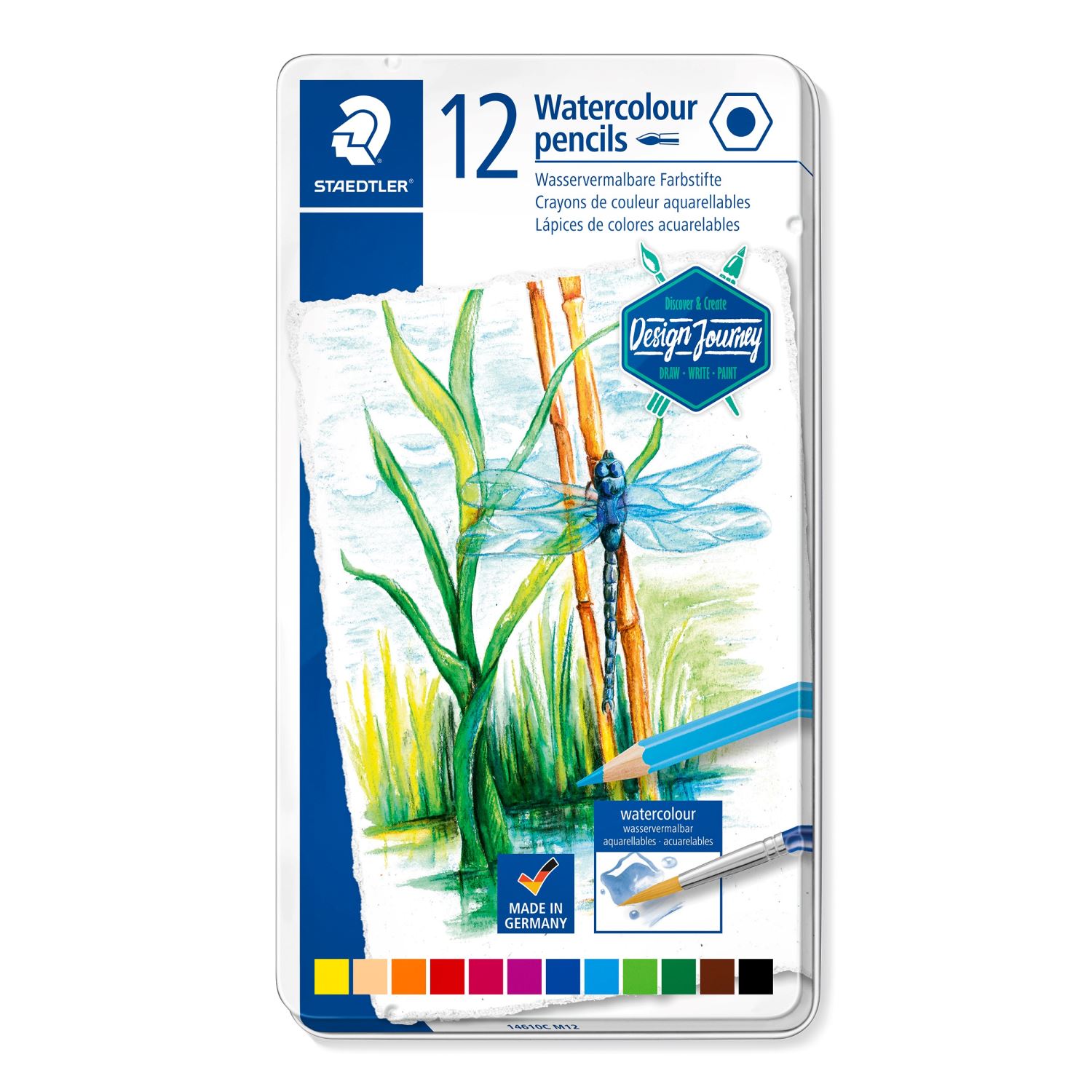 Staedtler Watercolour Pencils, 12-Piece Set in Metal Tin