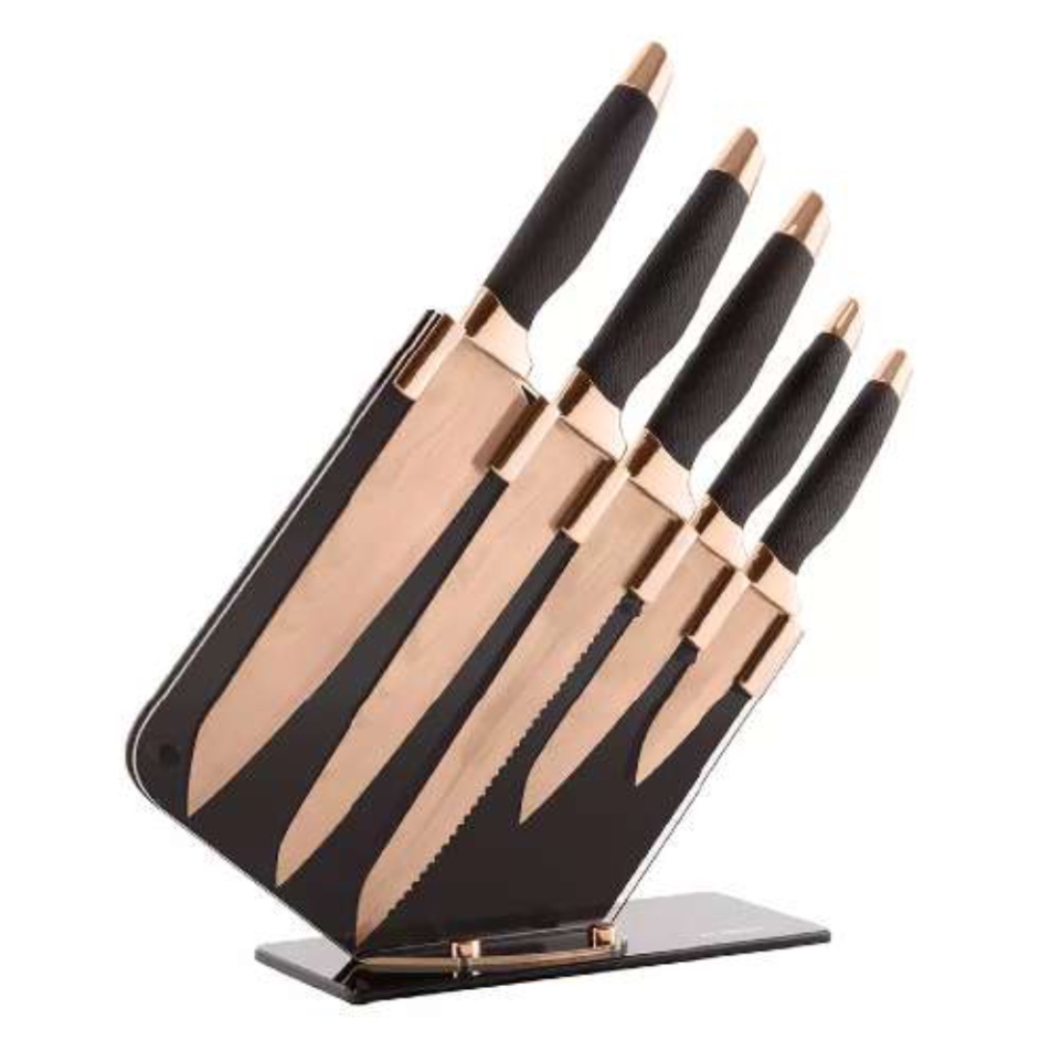 Tower Damascus Rose Gold 5 Piece Knife Set T81532RD