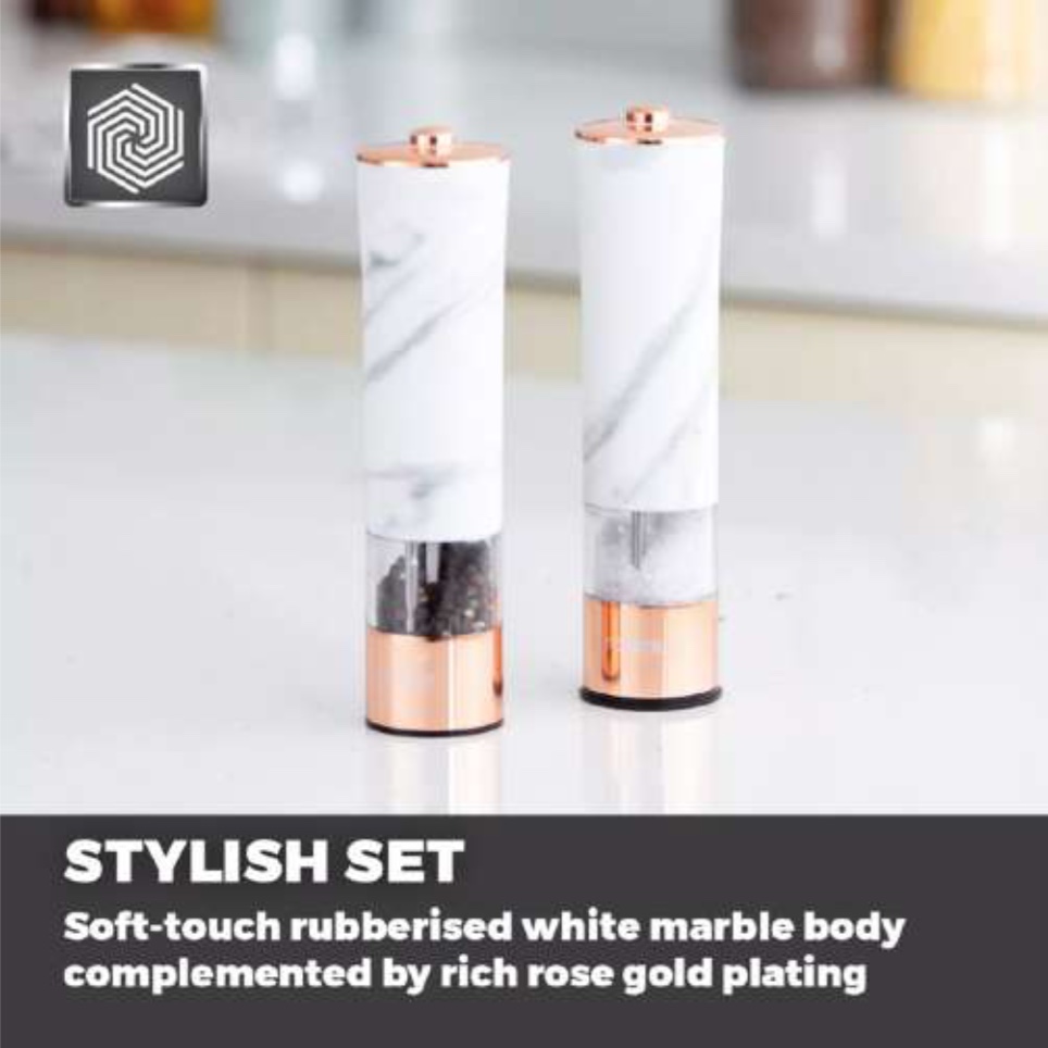 Tower Marble Rose Gold Electric Salt & Pepper Mill T847005WR