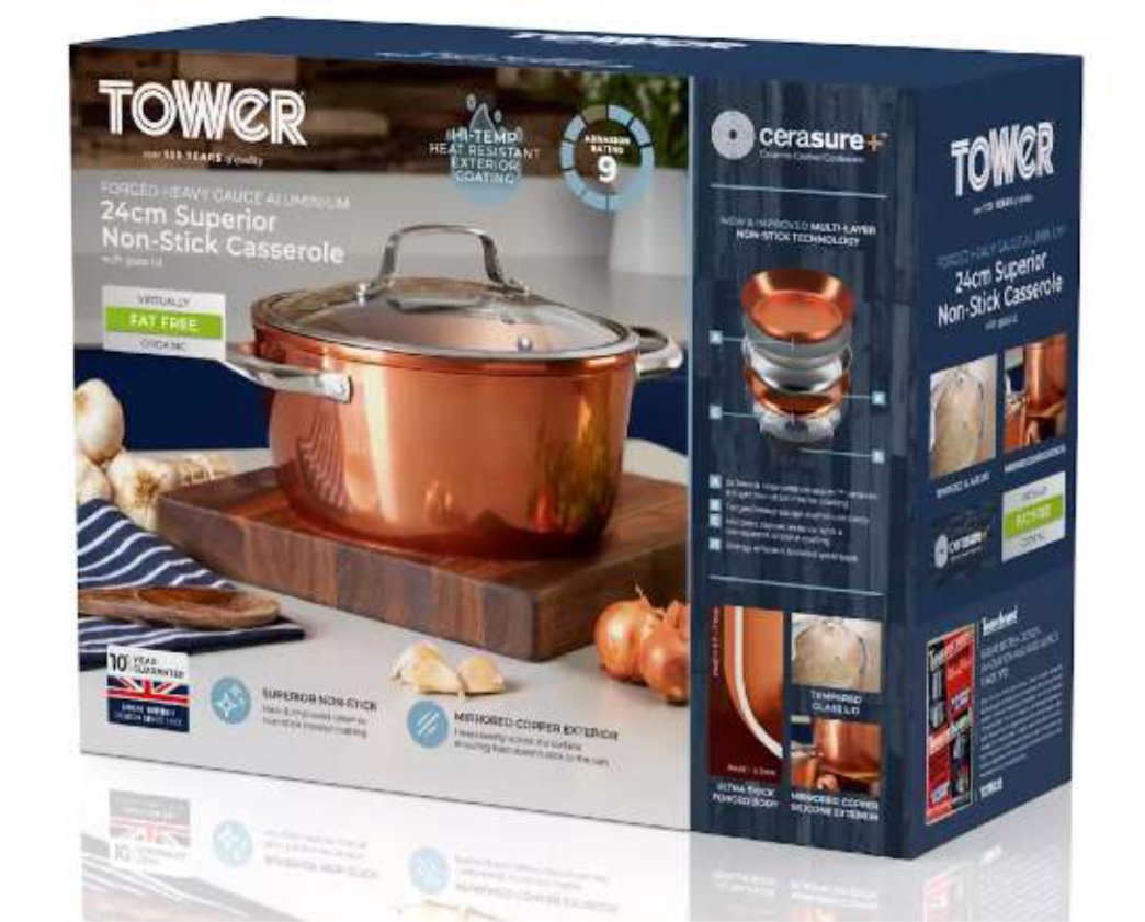 Tower Copper Forged 24 cm Kapaklı Tencere 4,5 L