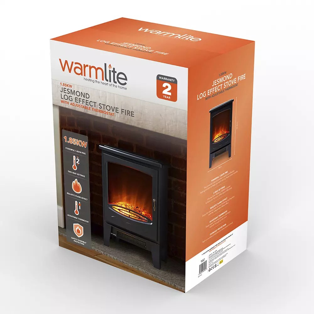 Warmlite Jesmond WL46040, электрическая печь 1850 Вт, чёрная