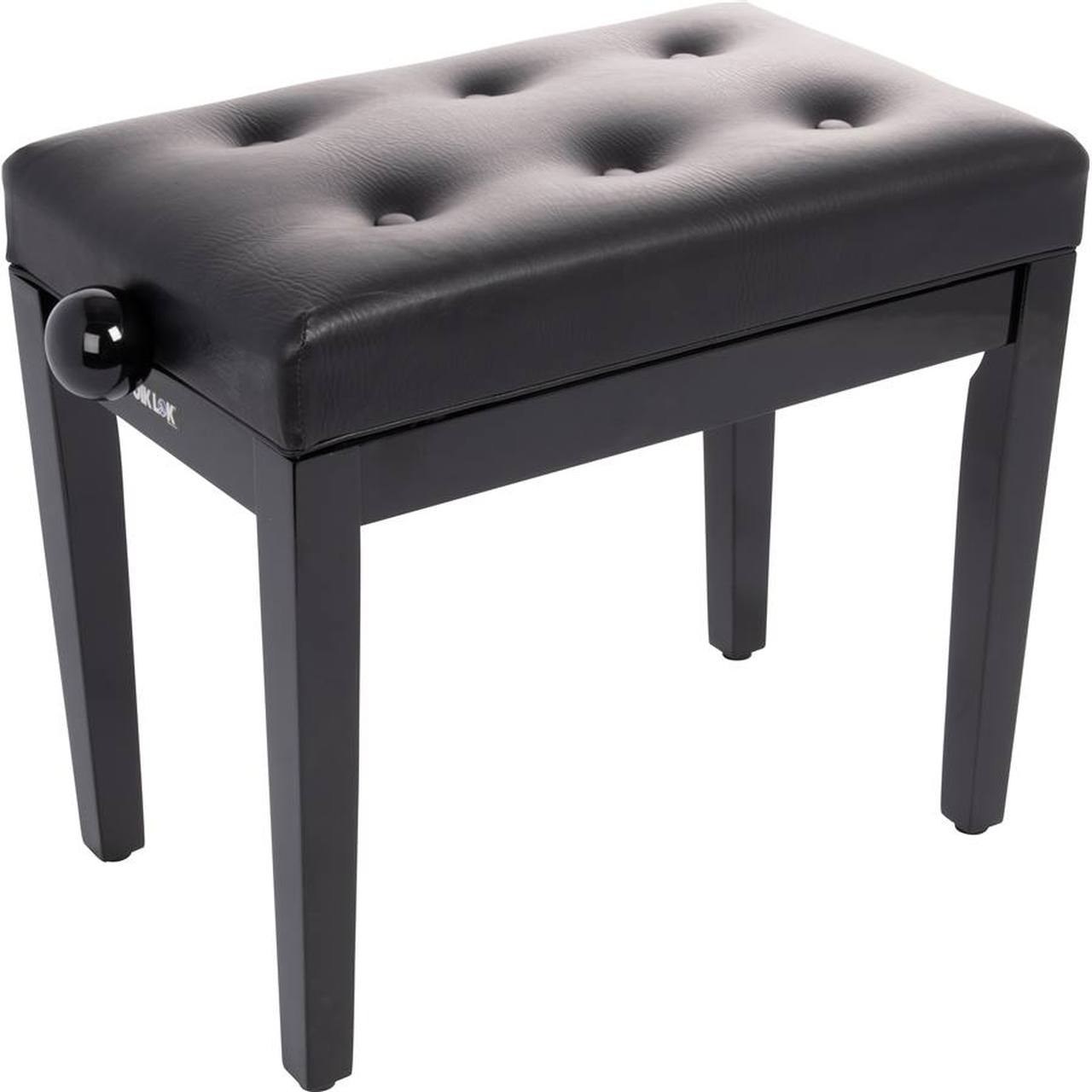 Quik Lok PB/105 BKL Adjustable-Height Wooden Piano Bench, Gloss Black
