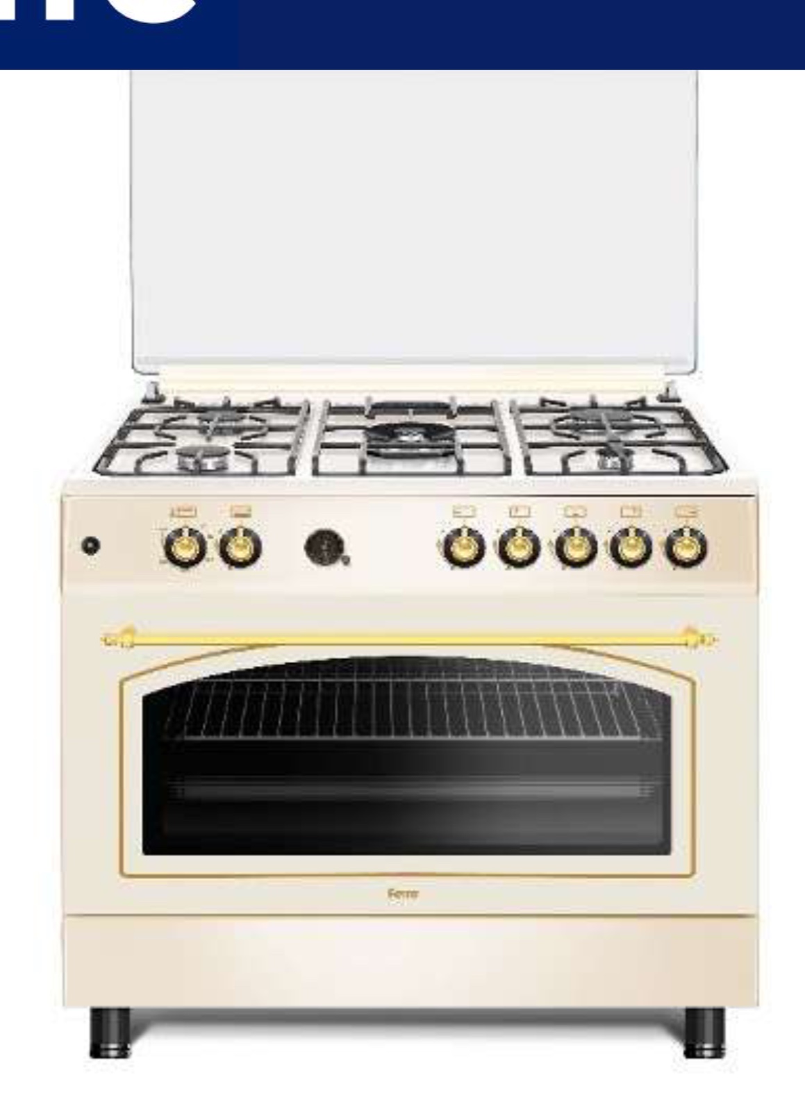 Ferre Trendy Style F9L50GE 90 cm Gazlı Fırınlı Kuzine Rustik Krem
