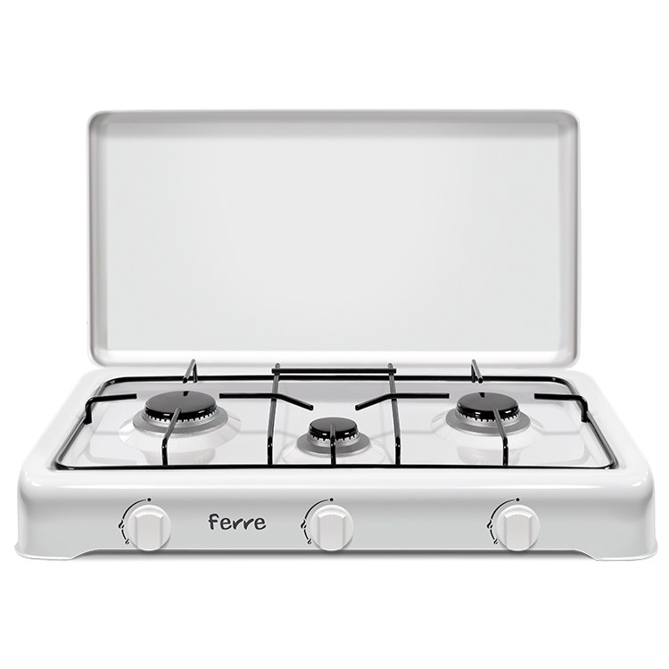 Ferre O-300/WH White Three-Burner Gas Hob