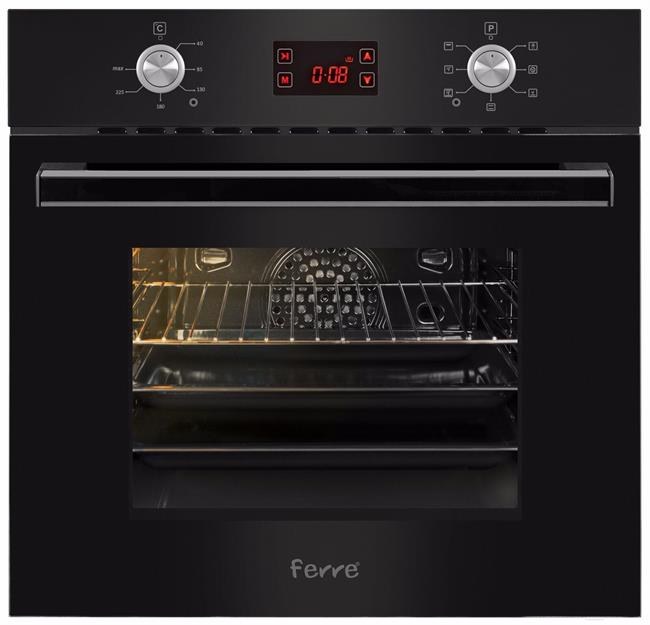Ferre 8002BE7-LDGBL, встраиваемый духовой шкаф, чёрное стекло, 7 функций