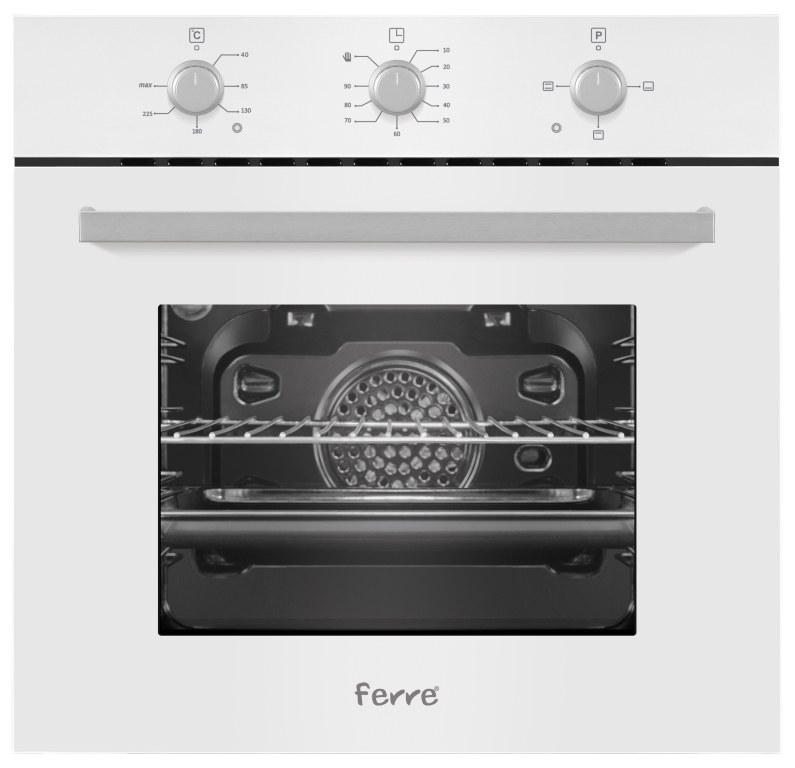 Ferre BEF-LMT White Glass Built-in Oven, 3 Functions