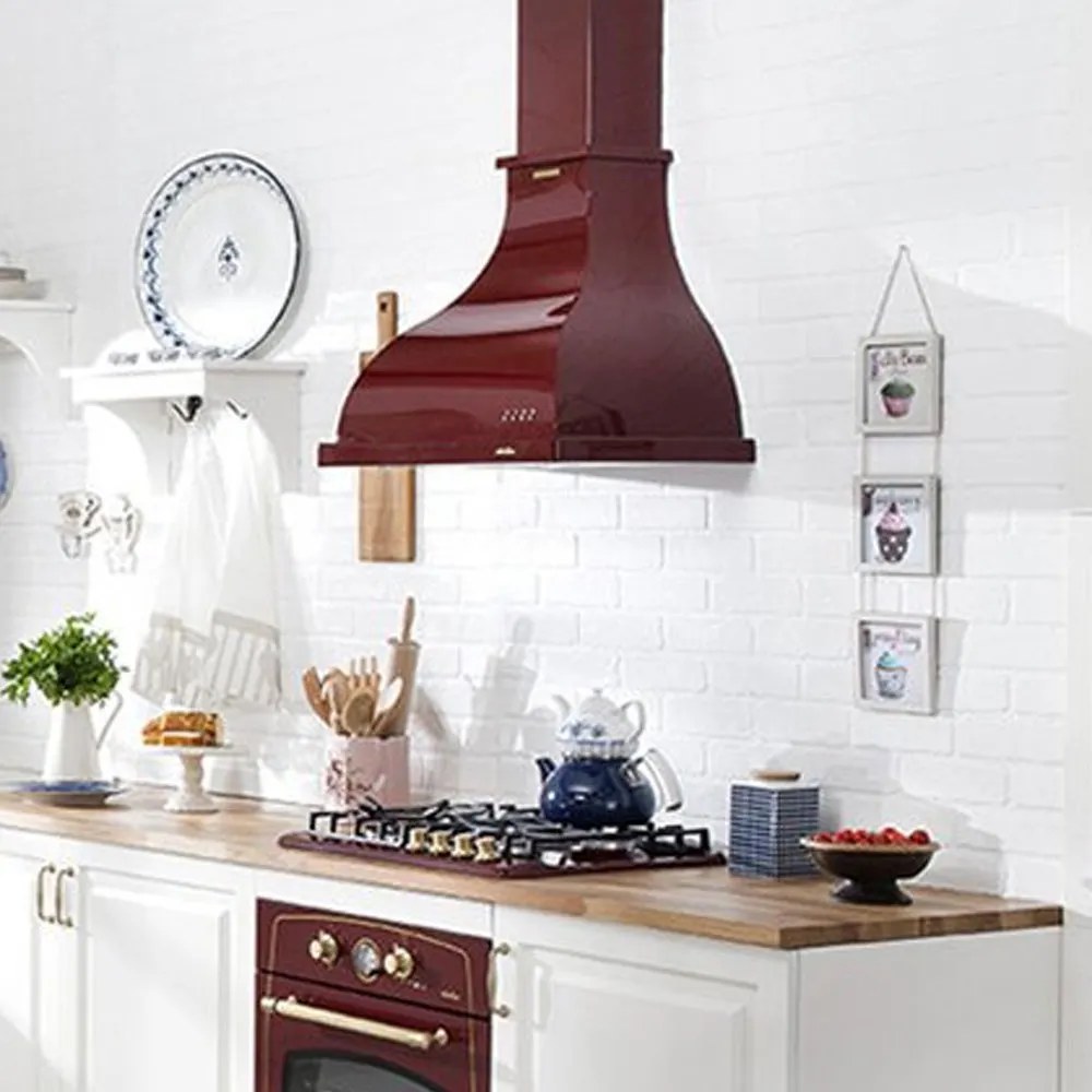 Bompani Cappa Rustico 60 cm Burgundy Cooker Hood BOCP401/K