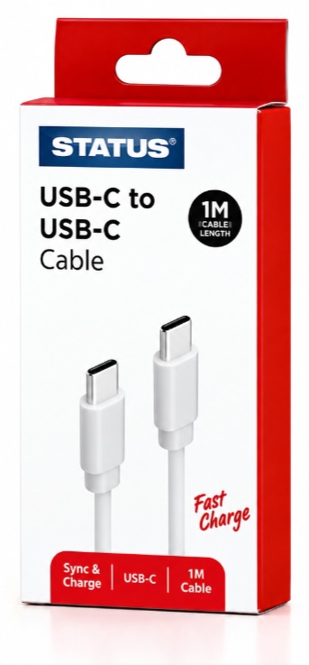 1 Metre USB-C USB-C Beyaz Hızlı Şarj Kablosu