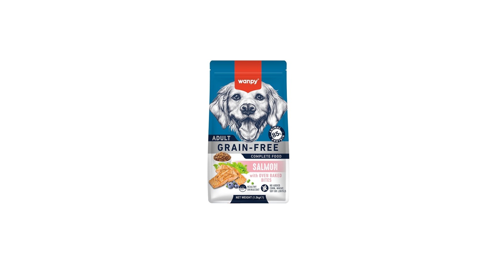 Wanpy Grain Free Complete Food для взрослых собак, с лососем, 1,5 кг