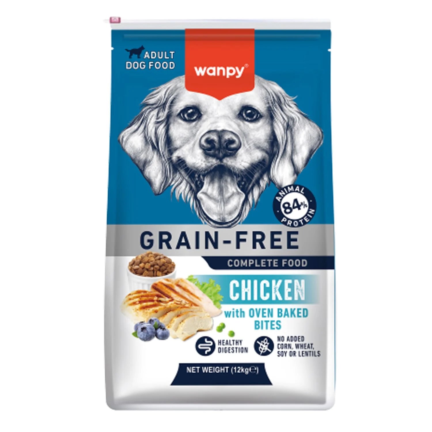Wanpy Grain Free Complete Food для взрослых собак, курица, 12 кг