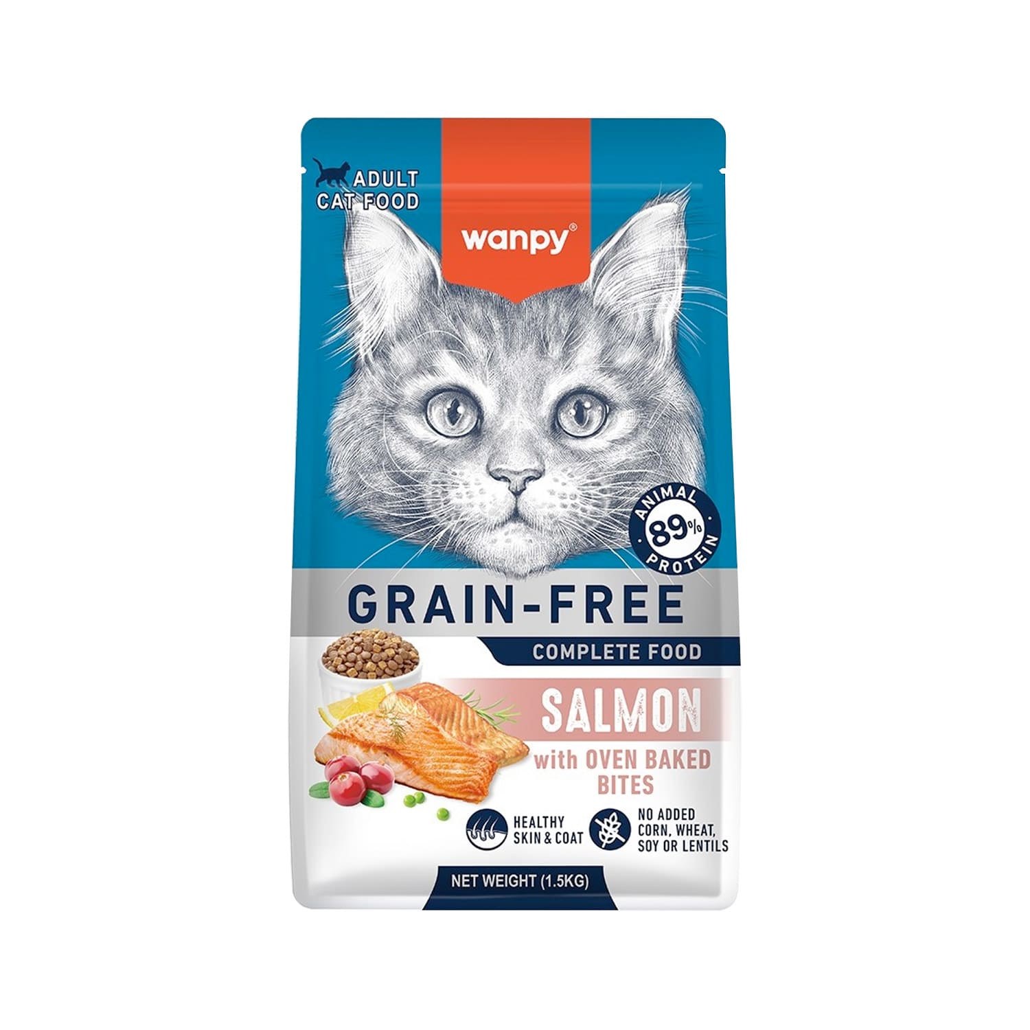 Wanpy Grain Free Complete Food корм для взрослых кошек с лососем, 1,5 кг
