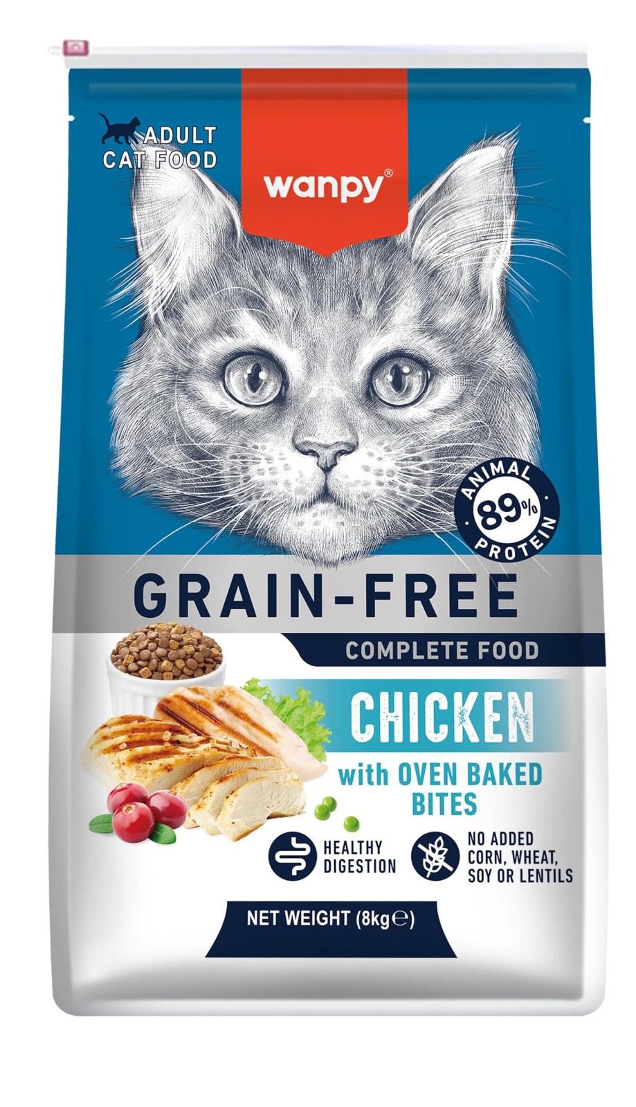 Wanpy Grain Free Complete Food для взрослых кошек, курица, 8 кг