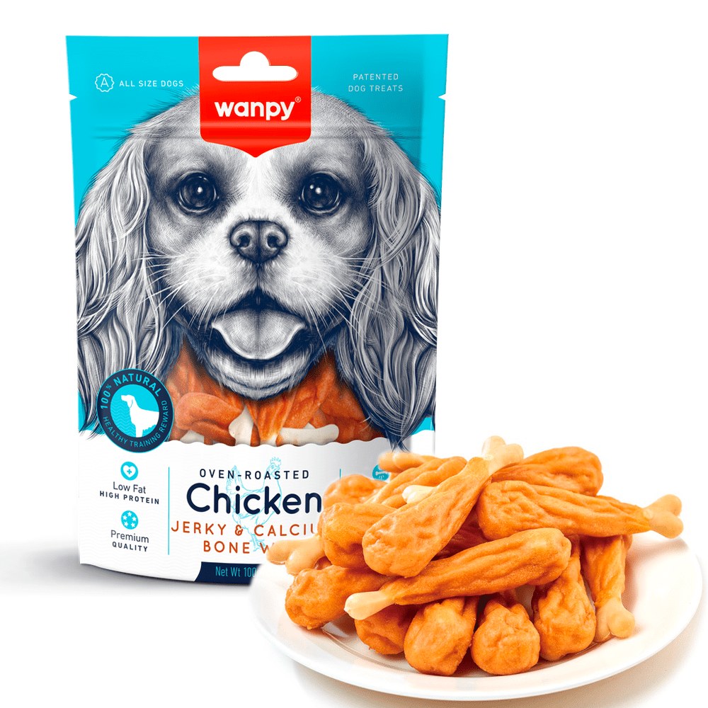 Wanpy Chicken Jerky Wrapped Calcium Bone 100 g Dog Treats