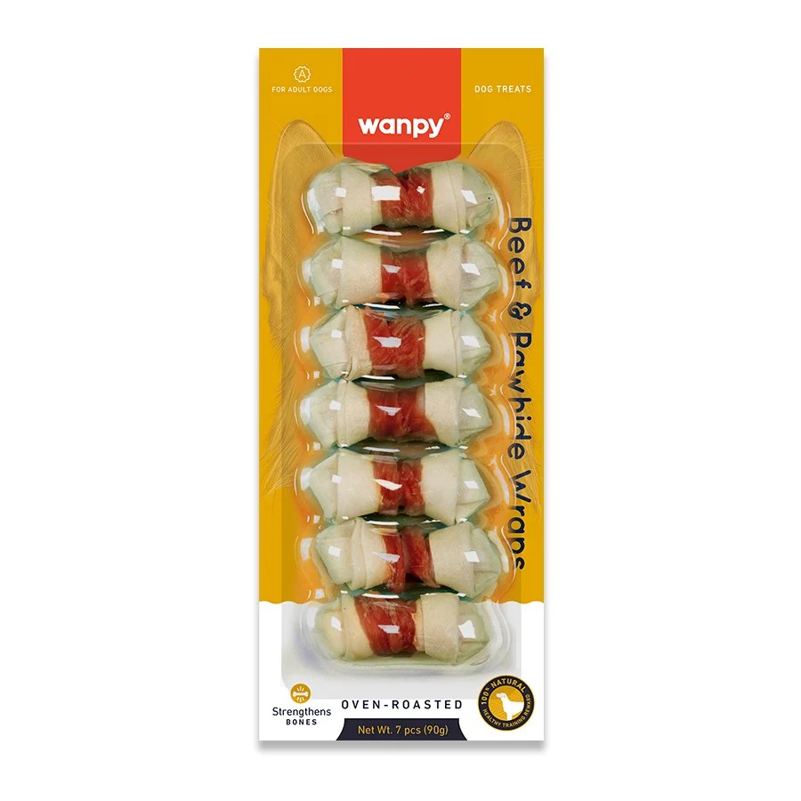 Wanpy Beef with Bleached Rawhide Wrapped Dog Treat 85 g