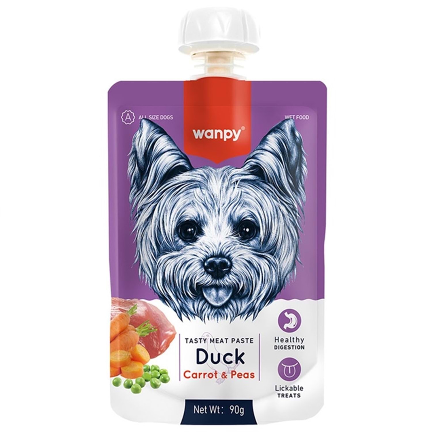 Wanpy Duck with Carrot & Pea Wet Dog Food 90 g