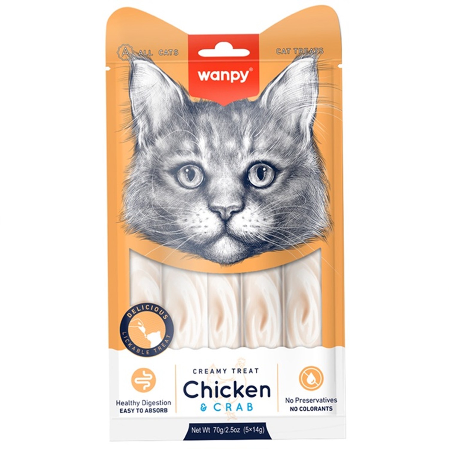 Wanpy Chicken & Crab Cat Treat 14 g, 5 Pieces