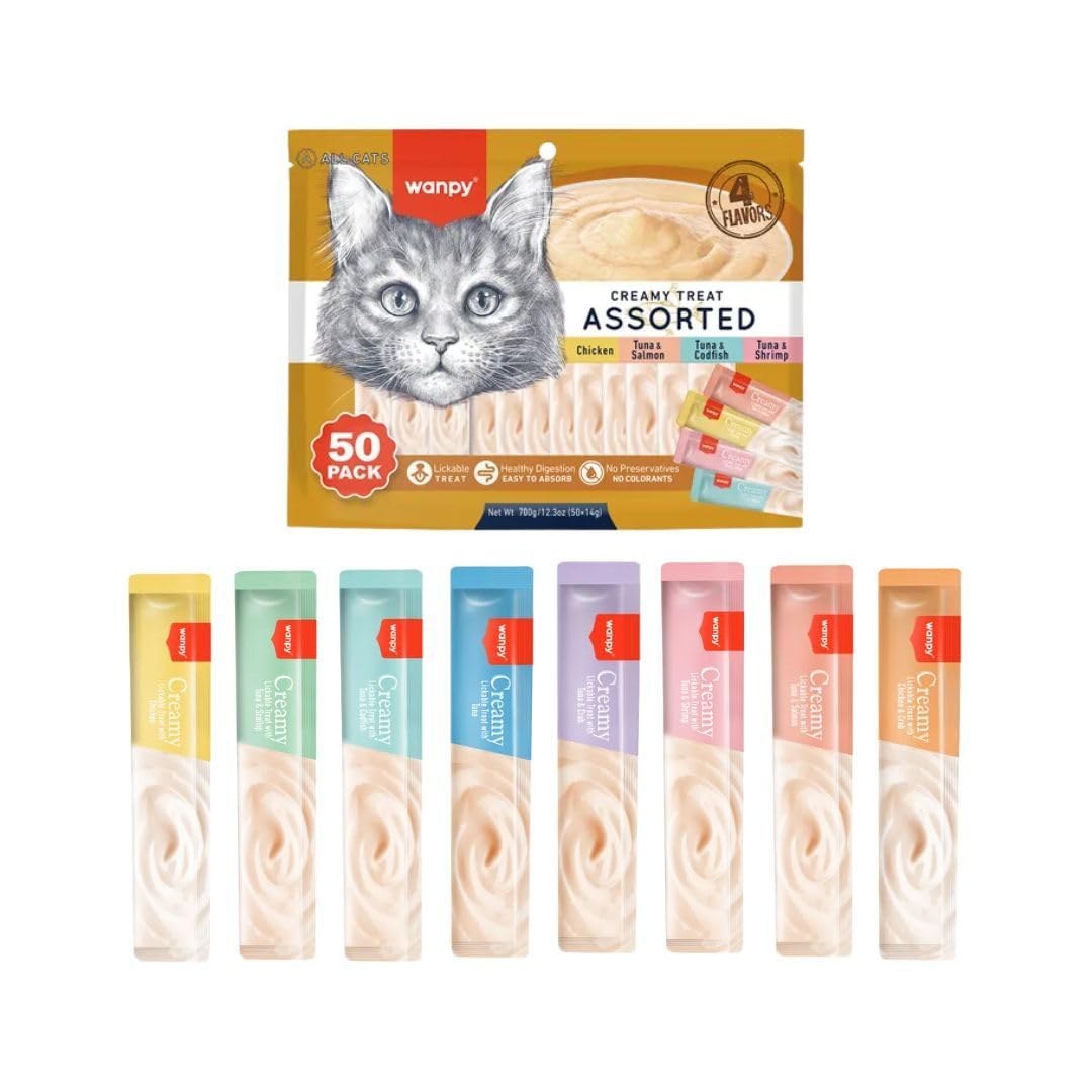 Wanpy Lickable Treat Mix Assorted Cat Treats 14 g × 50