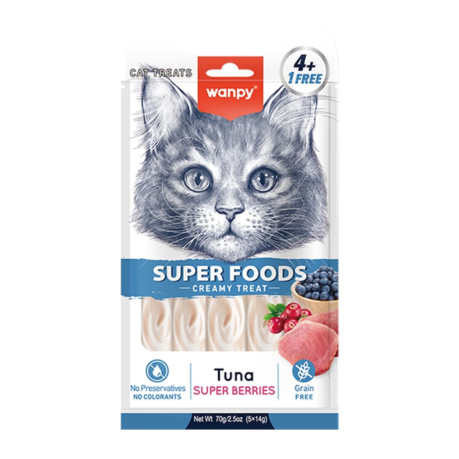 Wanpy Superfoods Creamy Cat Treat with Tuna and Super Berries 70 g