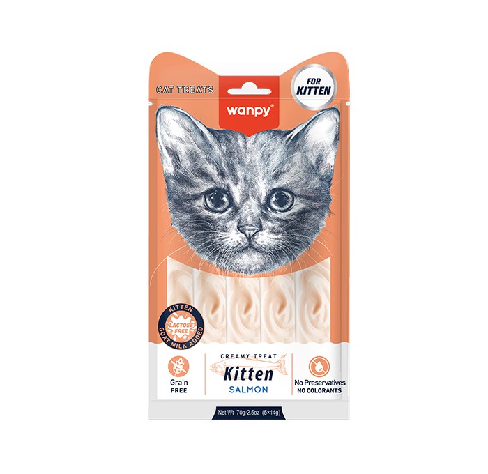 Wanpy Creamy Treat Kitten Salmon Cat Treat 70 g, 12 Pack