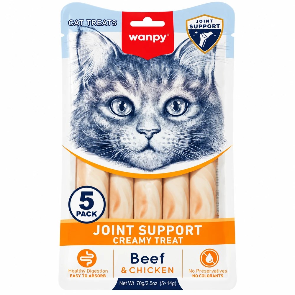 WANPY FUNCTIONAL CREAMY LICKABLE CAT TREAT BEEF & CHICKEN ( JOIN SUPPORT ) 70GR
