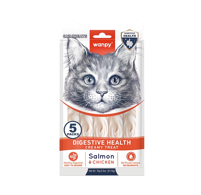 WANPY FUNCTIONAL CREAMY LICKABLE CAT TREAT SALMON & CHICKEN ( DIGESTIVE HEALTH) 70GR
