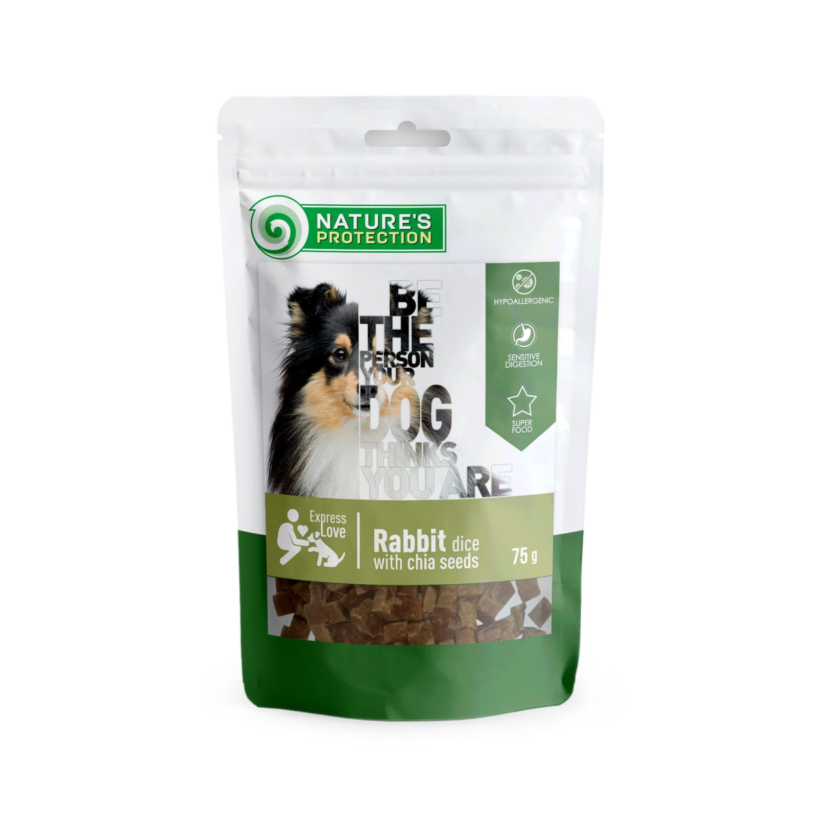 Nature's Protection Lifestyle snack for dogs soft rabbit dices with chia seeds