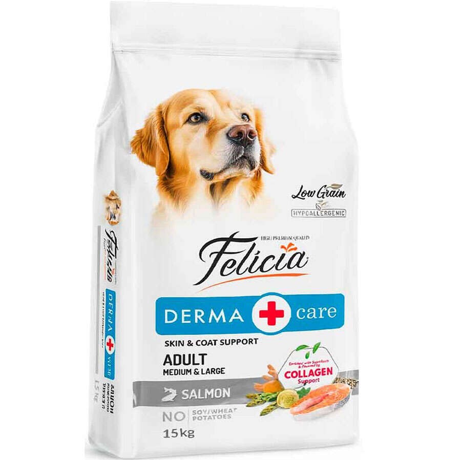Felicia Low Grain Adult для взрослых собак средних и крупных пород, с лососем, 15 кг