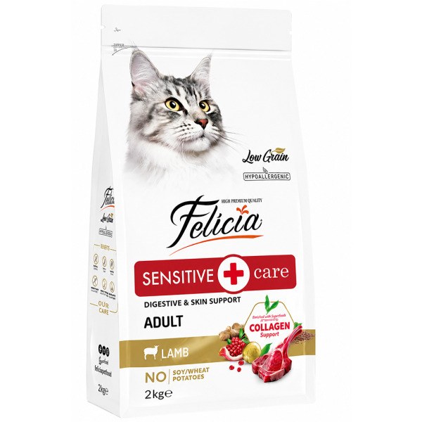 Felicia Low Grain Adult — корм для взрослых кошек с ягнёнком, 2 кг